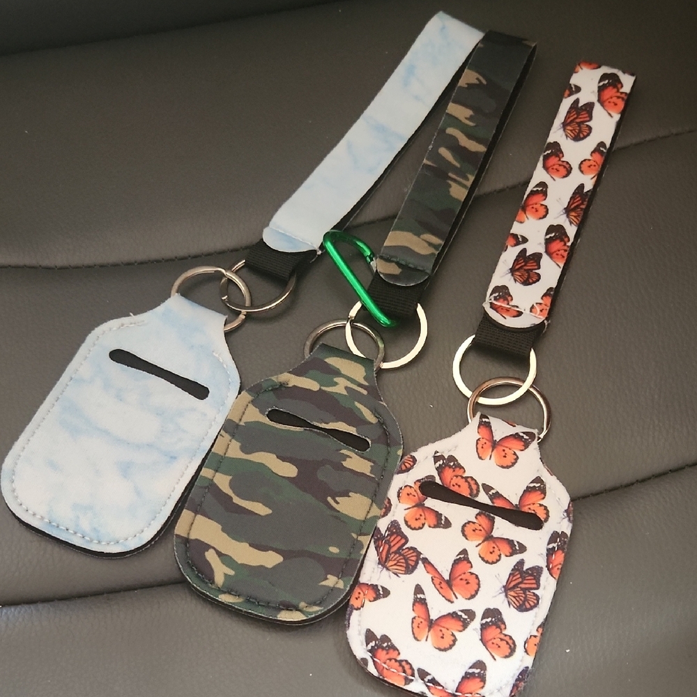Butterfly, Camouflage, Cloud Keychain Holder Wristlet Sets
